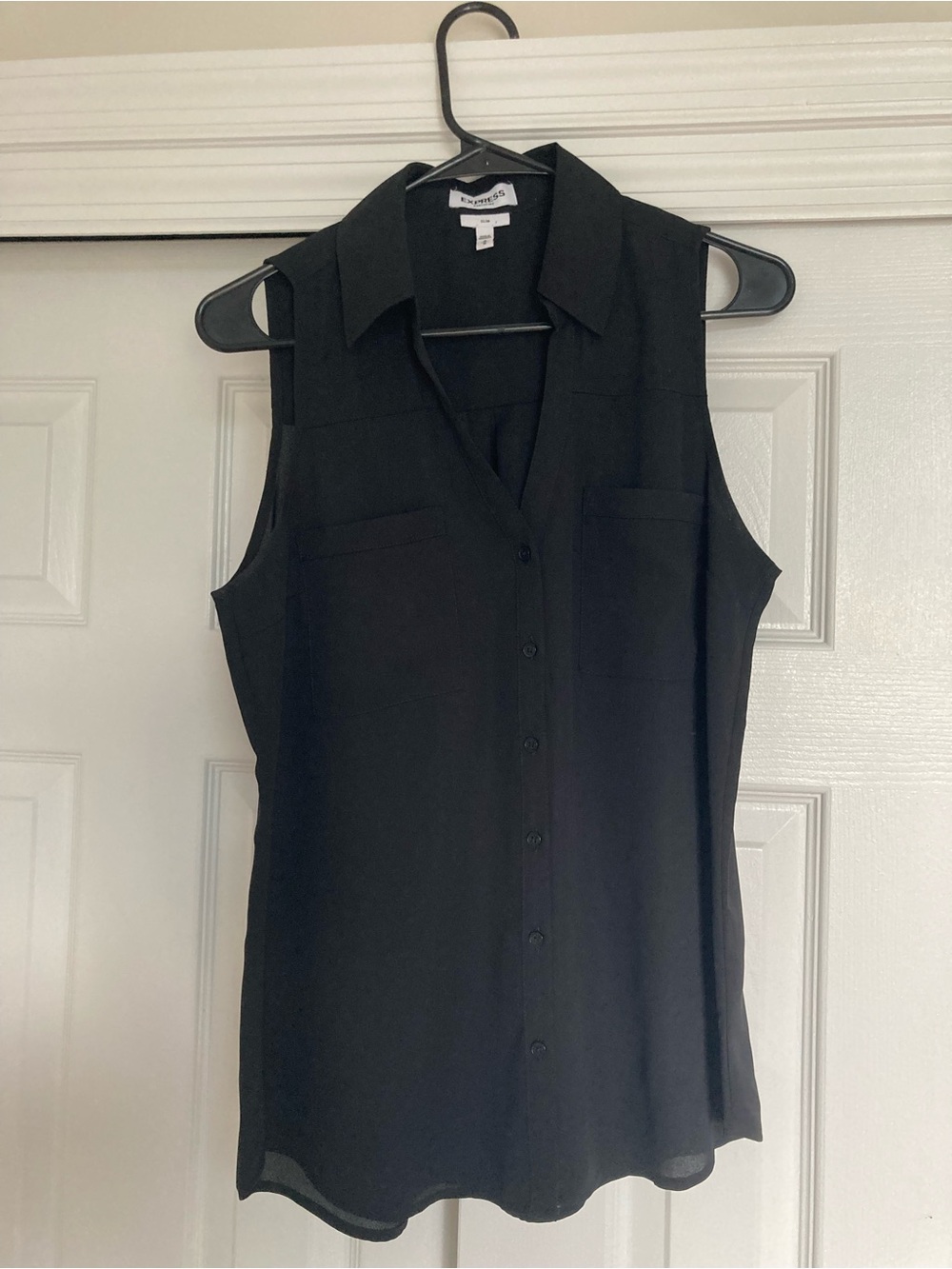 Express Black Sleeveless Button-Down Shirt